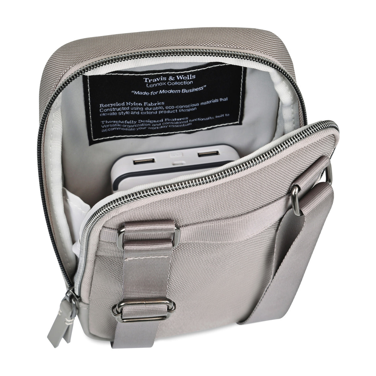 Lennox Recycled Nylon Crossbody Bag Transfer - Taupe - View 4