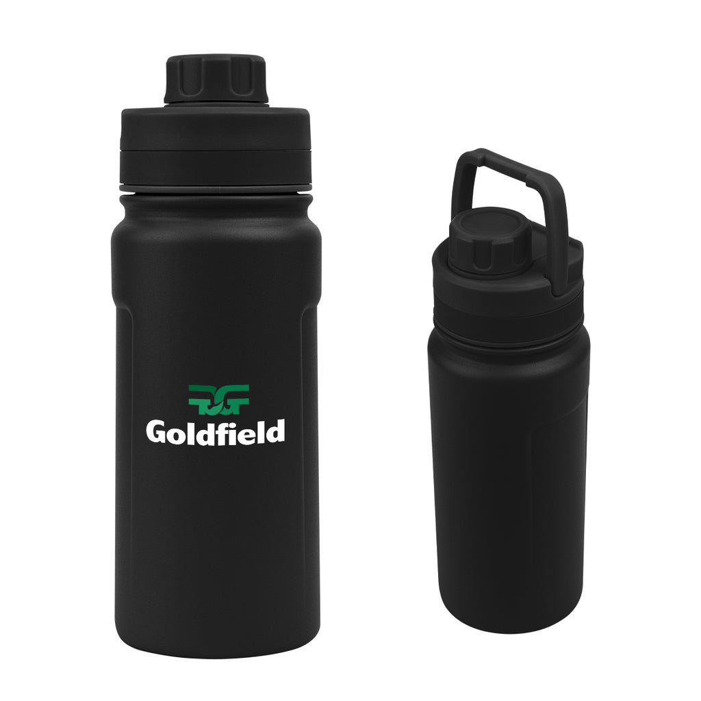 Leslie Recycled Stainless Steel Bottle, 18 oz - Black - Colorbrite