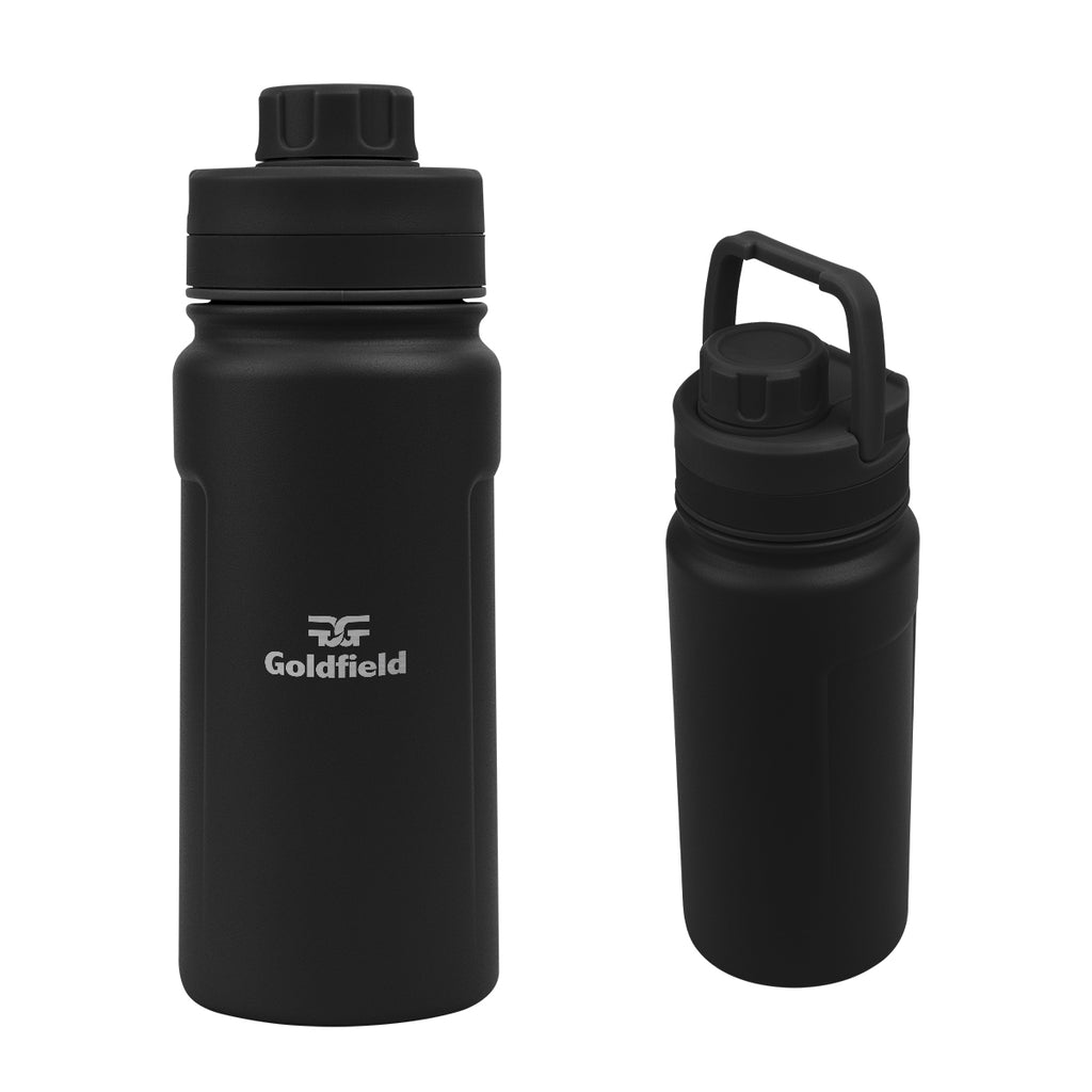 Leslie Recycled Stainless Steel Bottle, 18 oz - Black - Laser Engraving