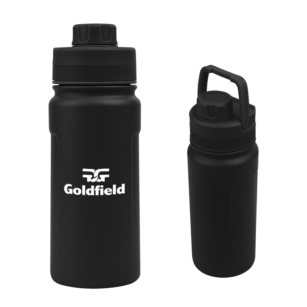 Leslie Recycled Stainless Steel Bottle, 18 oz - Black - Silk Screen