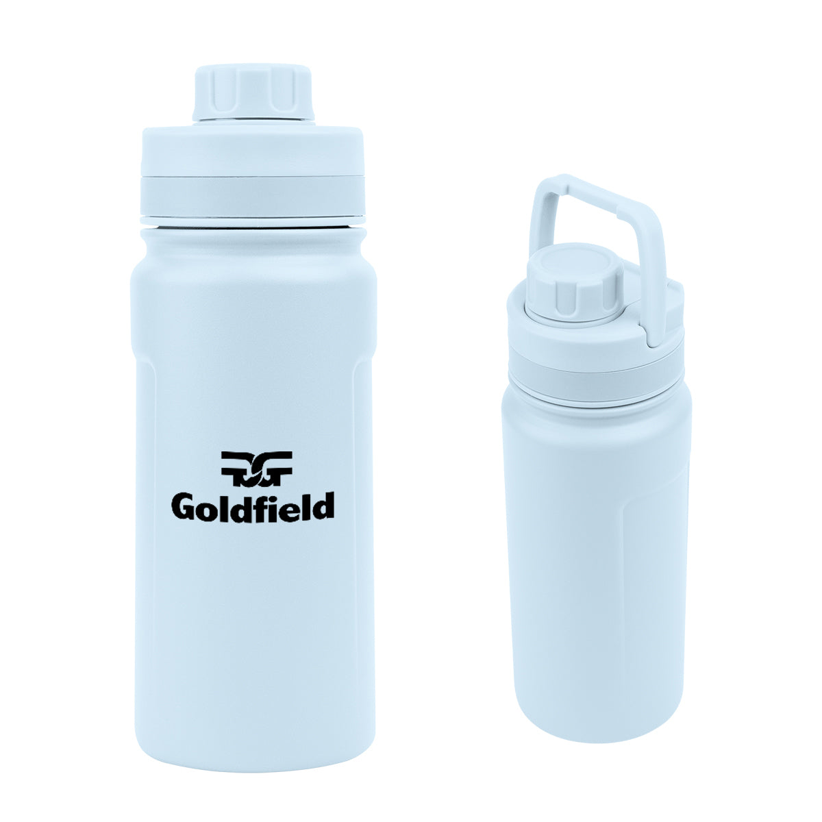 Leslie Recycled Stainless Steel Bottle, 18 oz - Light Blue - Silk Screen