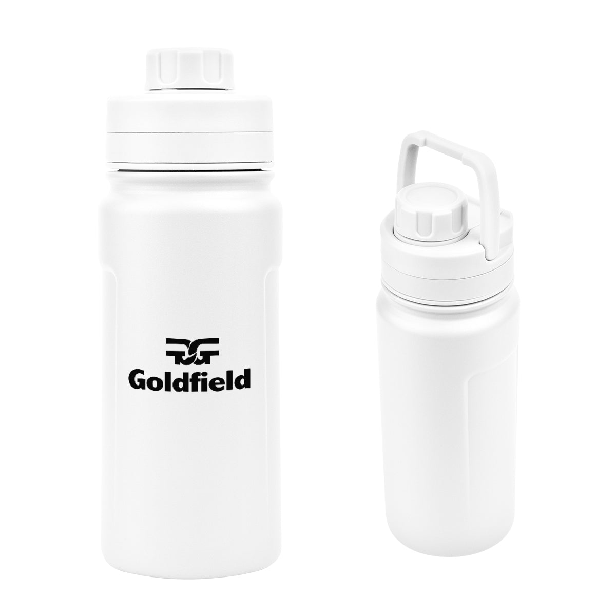 Leslie Recycled Stainless Steel Bottle, 18 oz - White - Silk Screen