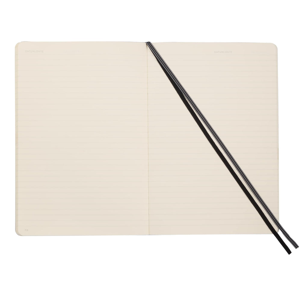 Leuchtturm1917 Classic Lined Softcover Notebook, 5.75 x 8.25 Inches Debossing - Black - Open