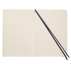 Leuchtturm1917 Classic Lined Softcover Notebook, 5.75 x 8.25 Inches Debossing - Navy - Open