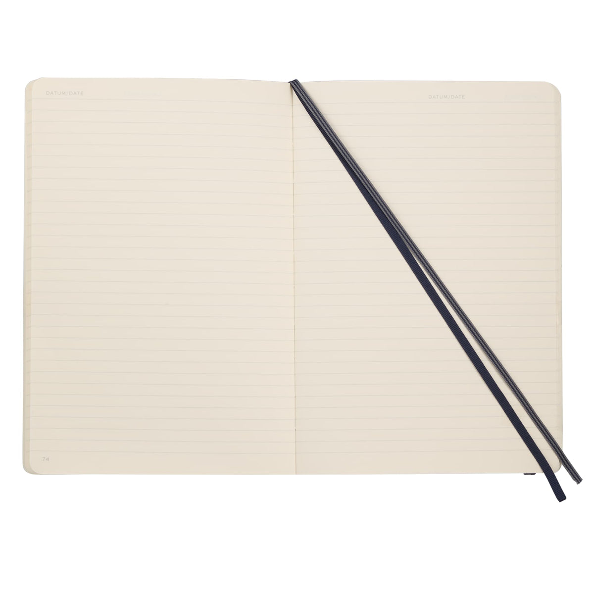 Leuchtturm1917 Classic Lined Softcover Notebook, 5.75 x 8.25 Inches Debossing - Navy - Open