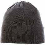Level Rib Knit Beanie, Double Layer Embroidery - Charcoal - Front Flat