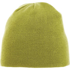 Level Rib Knit Beanie, Double Layer Embroidery - Dark Citron Green - Front Flat