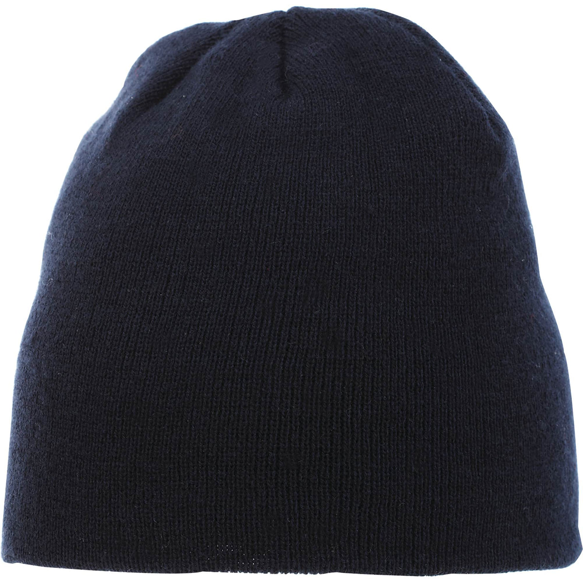 Level Rib Knit Beanie, Double Layer Embroidery - Navy - Front Flat
