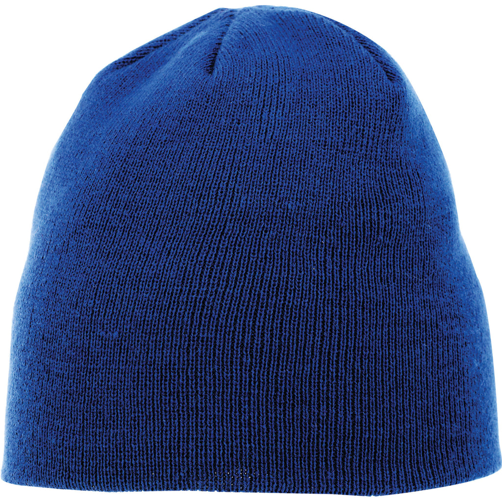 Level Rib Knit Beanie, Double Layer Embroidery - New Royal - Front Flat