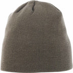 Level Rib Knit Beanie, Double Layer Embroidery - Oak - Front Flat