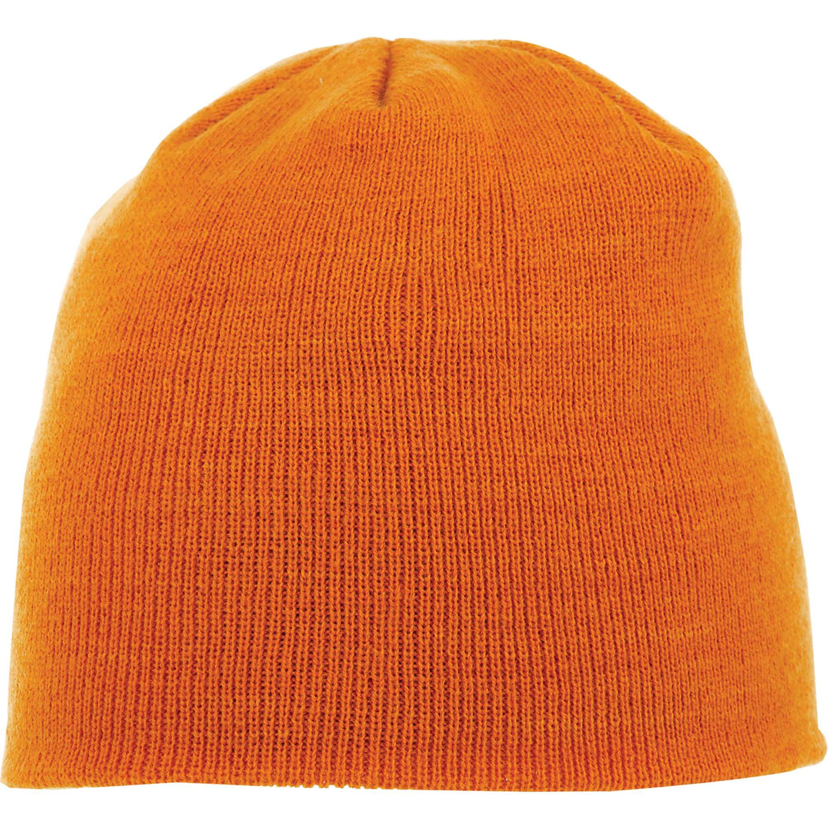Level Rib Knit Beanie, Double Layer Embroidery - Saffron - Front Flat