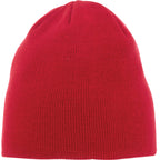 Level Rib Knit Beanie, Double Layer Embroidery - Team Red - Front Flat