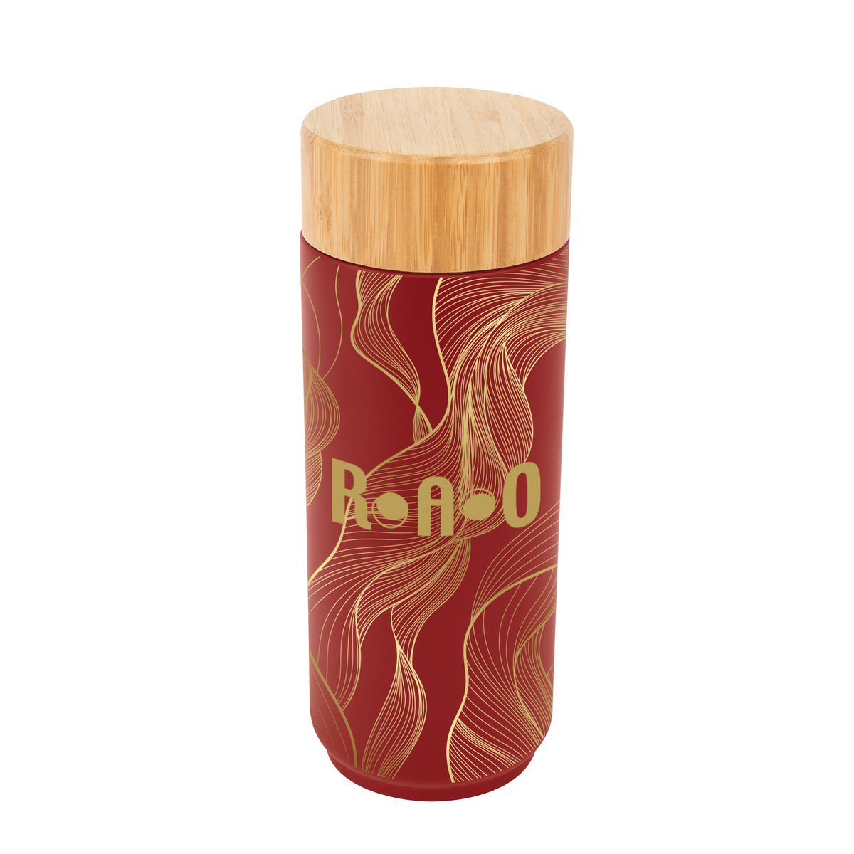 Lexington Stainless Steel Bottle with Bamboo Lid in Full Color, 16 oz - Red - Megabrite