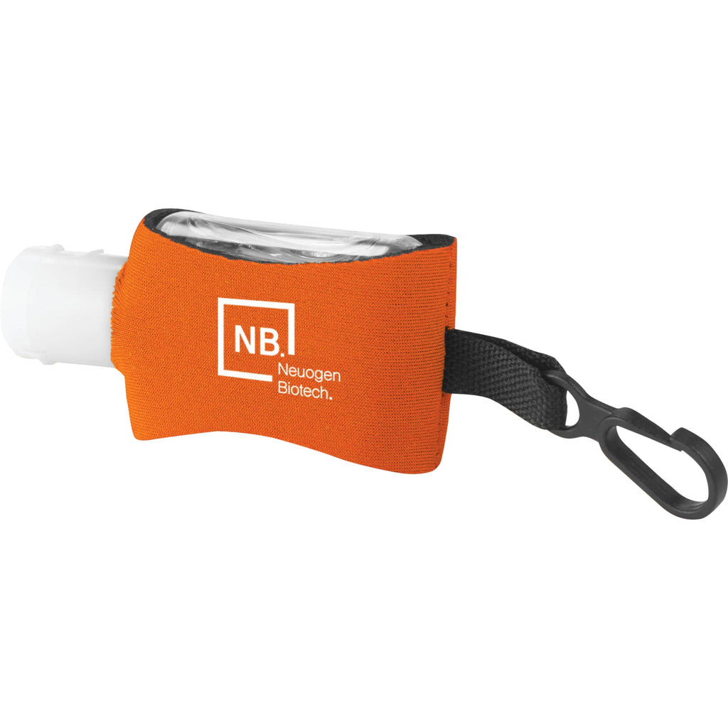 Li'l Cleaner Hand Sanitizer with Neoprene Sleeve and Clip, 0.5 oz - Orange - Front