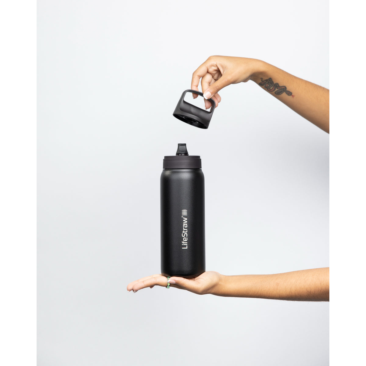 LifeStraw Go Stainless Steel Filter Bottle, 24 oz Laser Engraving - Nordic Noir - View 3