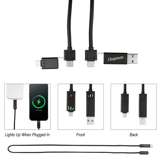 Light-Up Quick Charge Cable, 100W, 3 Foot