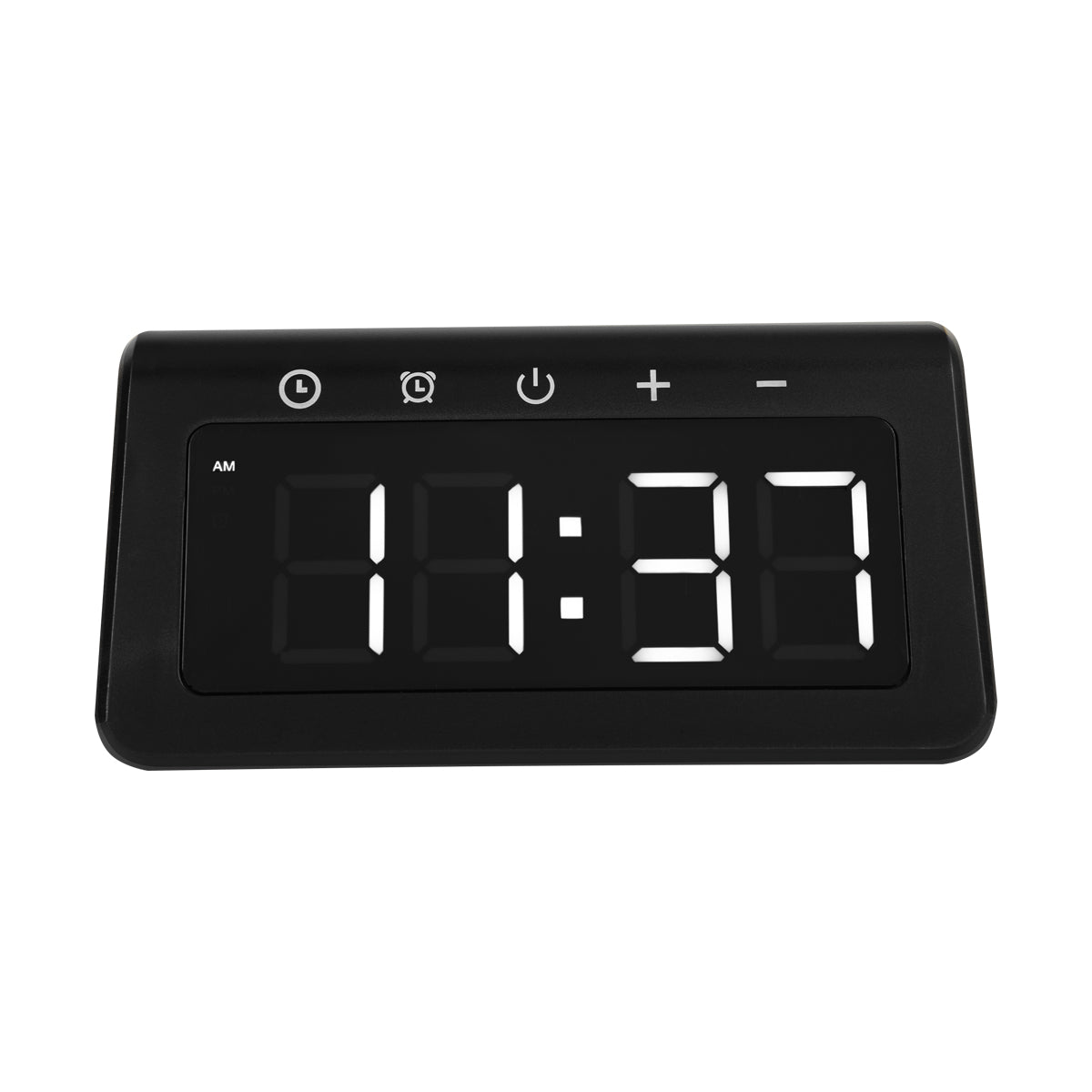 Light-Up Wireless Charging Alarm Clock, 15W - Black - Front