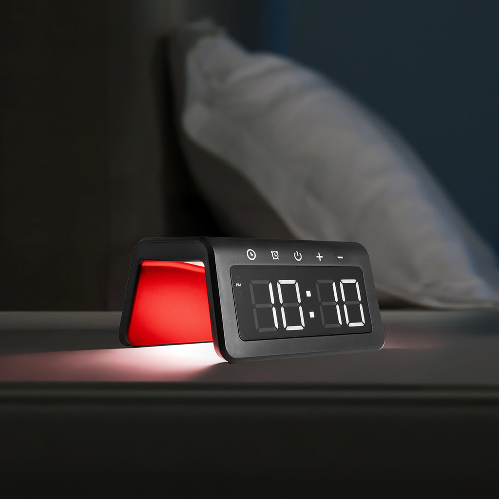 Light-Up Wireless Charging Alarm Clock, 15W - Black - Full Color