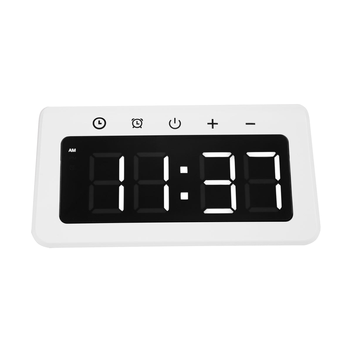 Light-Up Wireless Charging Alarm Clock, 15W - White - Front