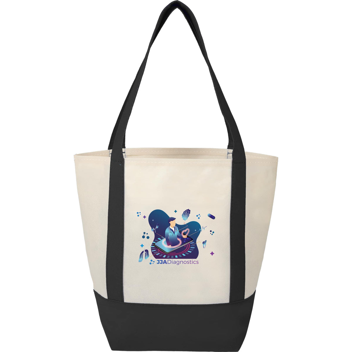 Lighthouse Mini Tote with Accent Trim Full Color - Black - Front