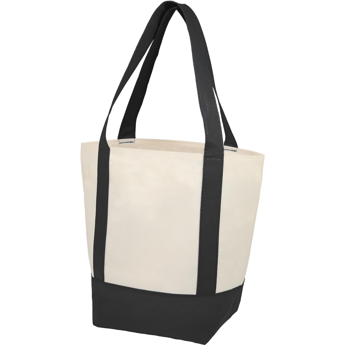 Lighthouse Mini Tote with Accent Trim Full Color - Black - Left Angle