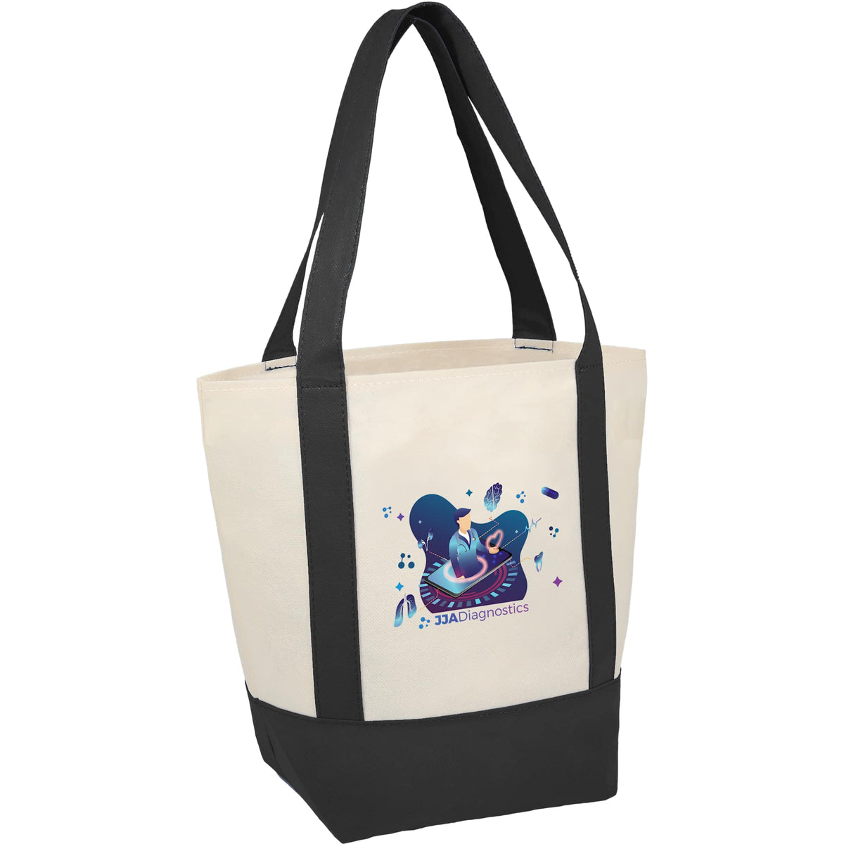 Lighthouse Mini Tote with Accent Trim Full Color - Black - Right Angle