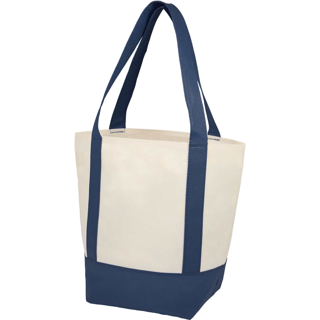 Lighthouse Mini Tote with Accent Trim Full Color - Navy - Left Angle