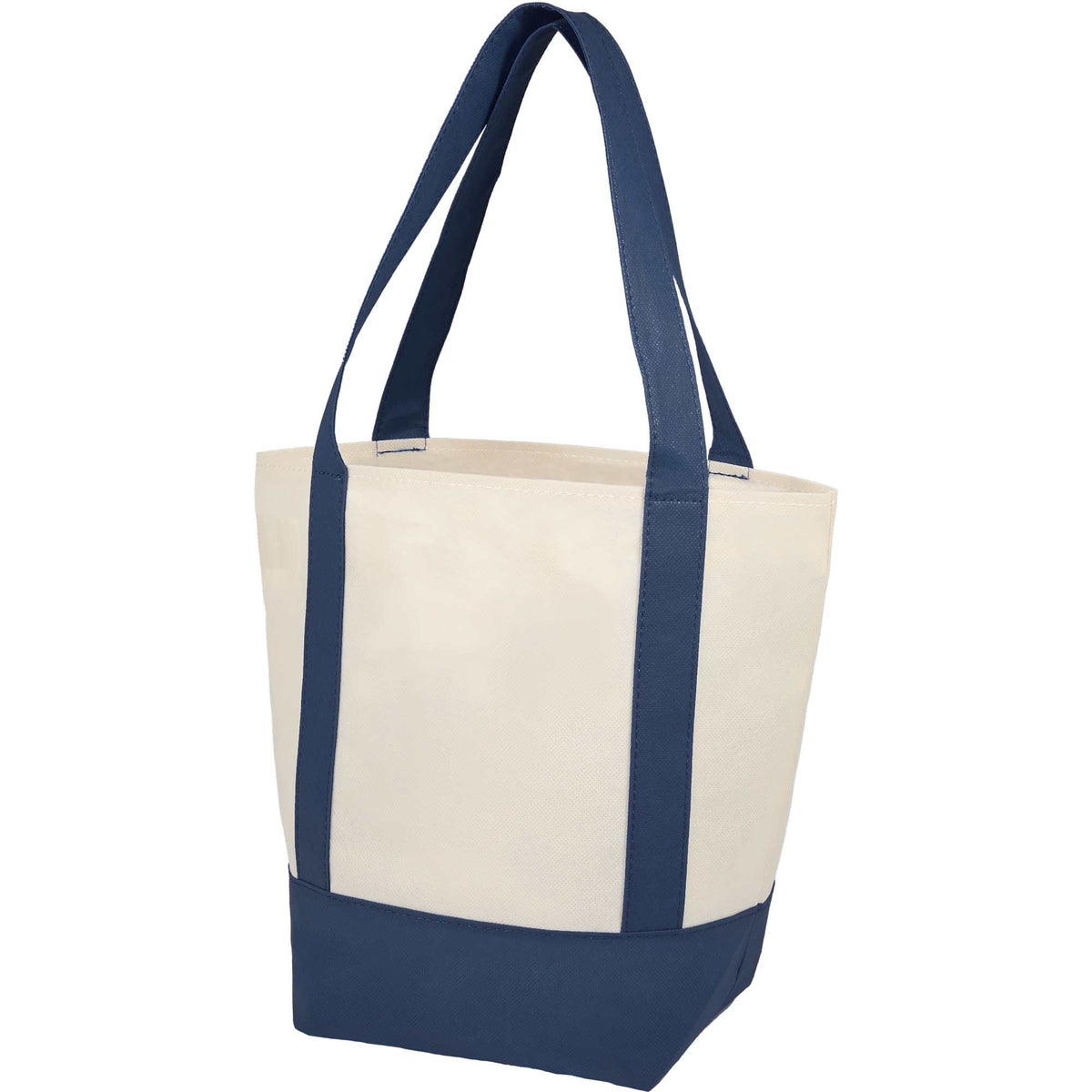 Lighthouse Mini Tote with Accent Trim Full Color - Navy - Left Angle