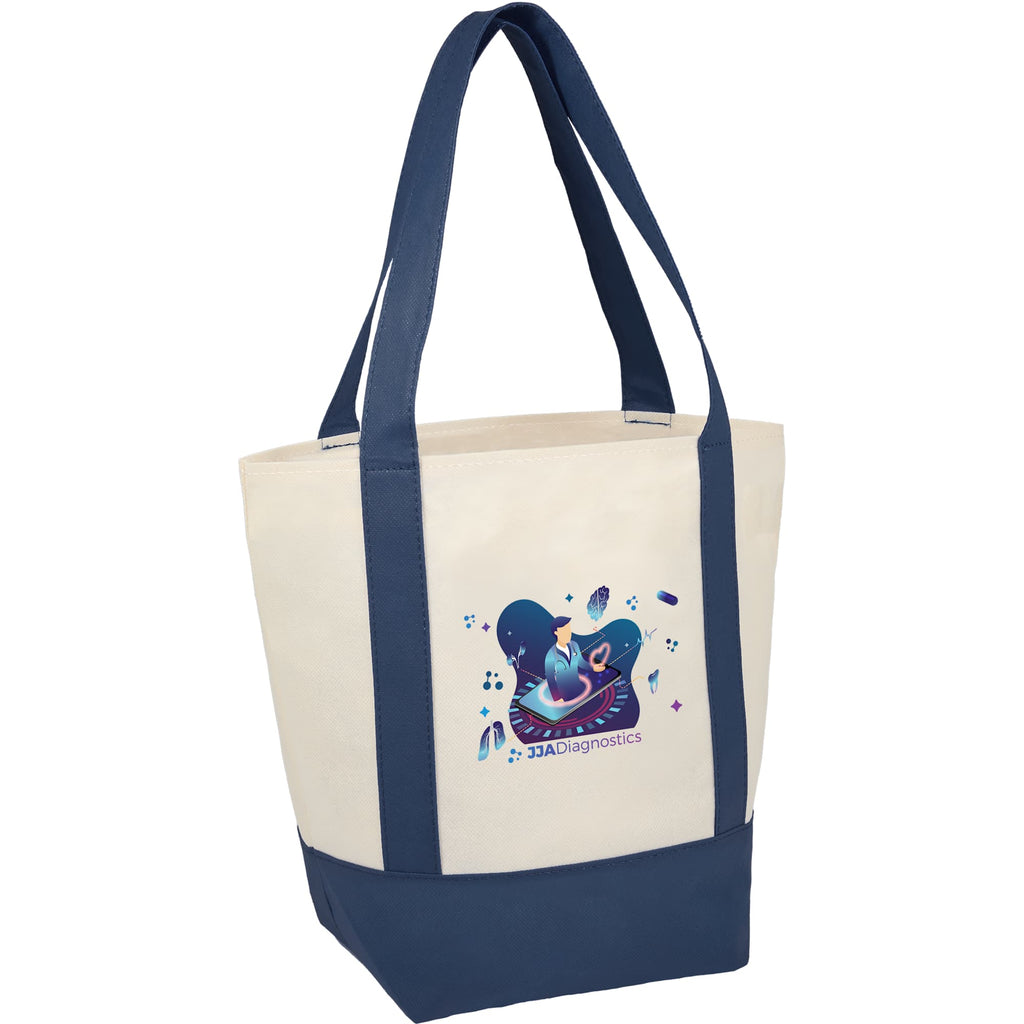 Lighthouse Mini Tote with Accent Trim Full Color - Navy - Right Angle