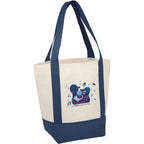 Lighthouse Mini Tote with Accent Trim Full Color - Navy - Right Angle