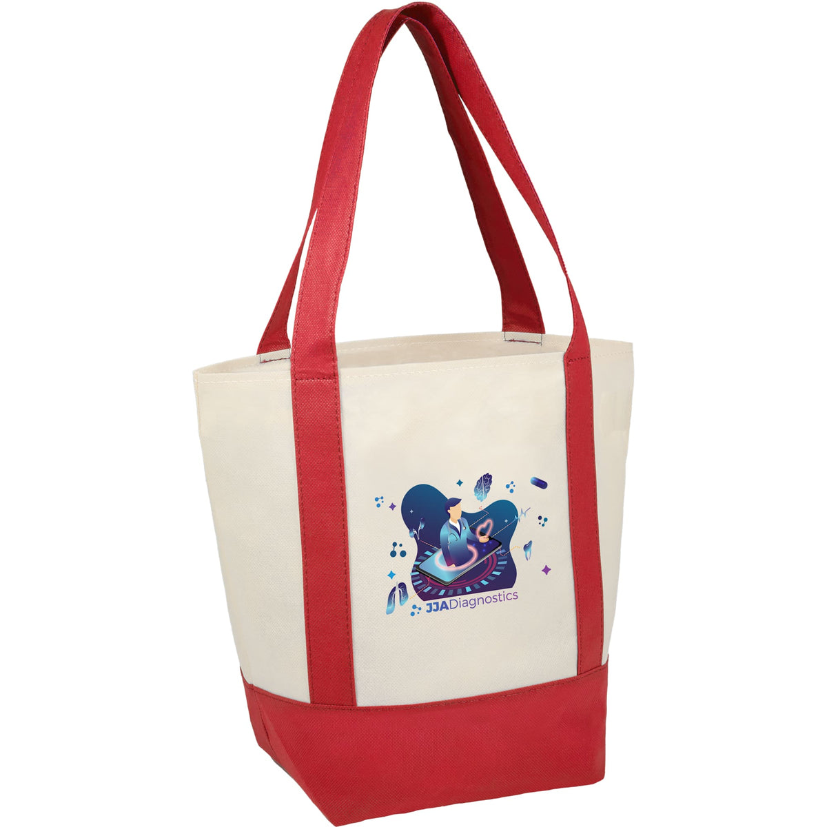 Lighthouse Mini Tote with Accent Trim Full Color - Red - Right Angle