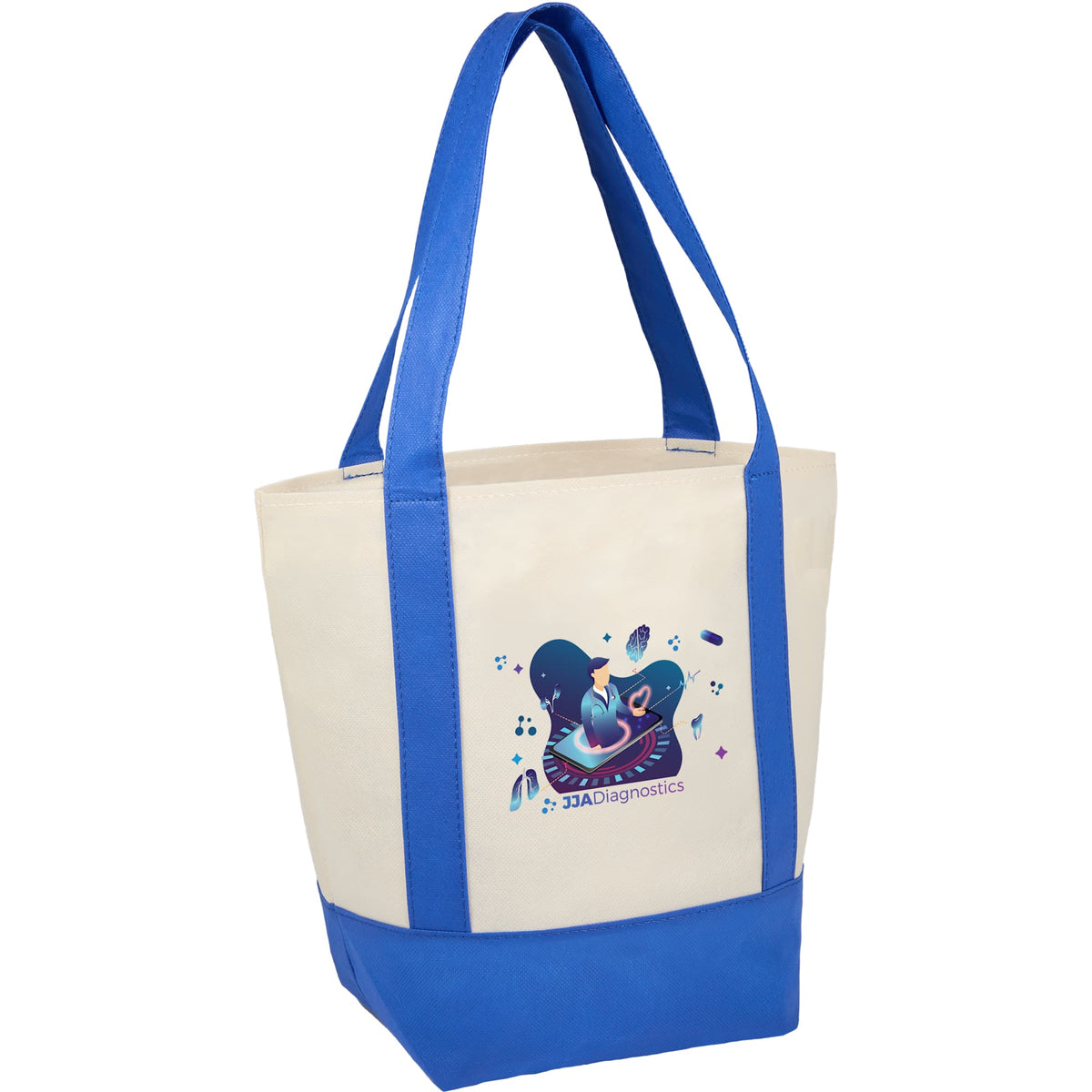 Lighthouse Mini Tote with Accent Trim Full Color - Royal - Right Angle