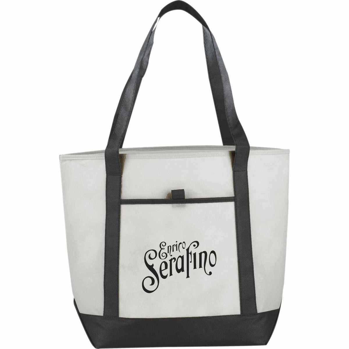Lighthouse Tote with Front Pocket and Pen Loop - Black - Front