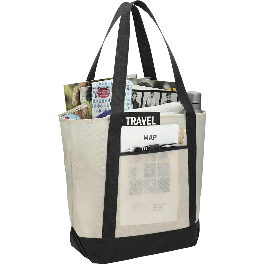 Lighthouse Tote with Front Pocket and Pen Loop - Black - Right Angle 2