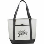 Lighthouse Tote with Front Pocket and Pen Loop Full Color - Black - Front
