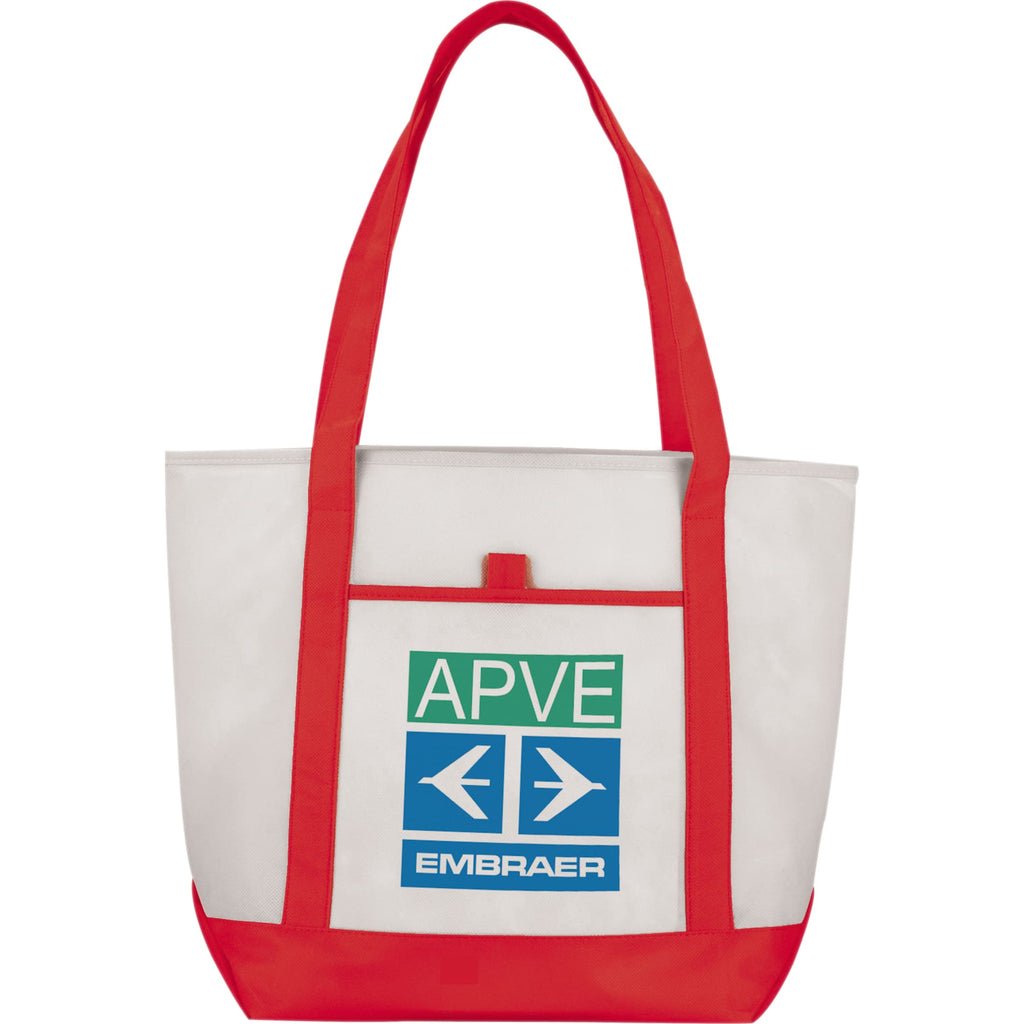 Lighthouse Tote with Front Pocket and Pen Loop Full Color - RED - Front