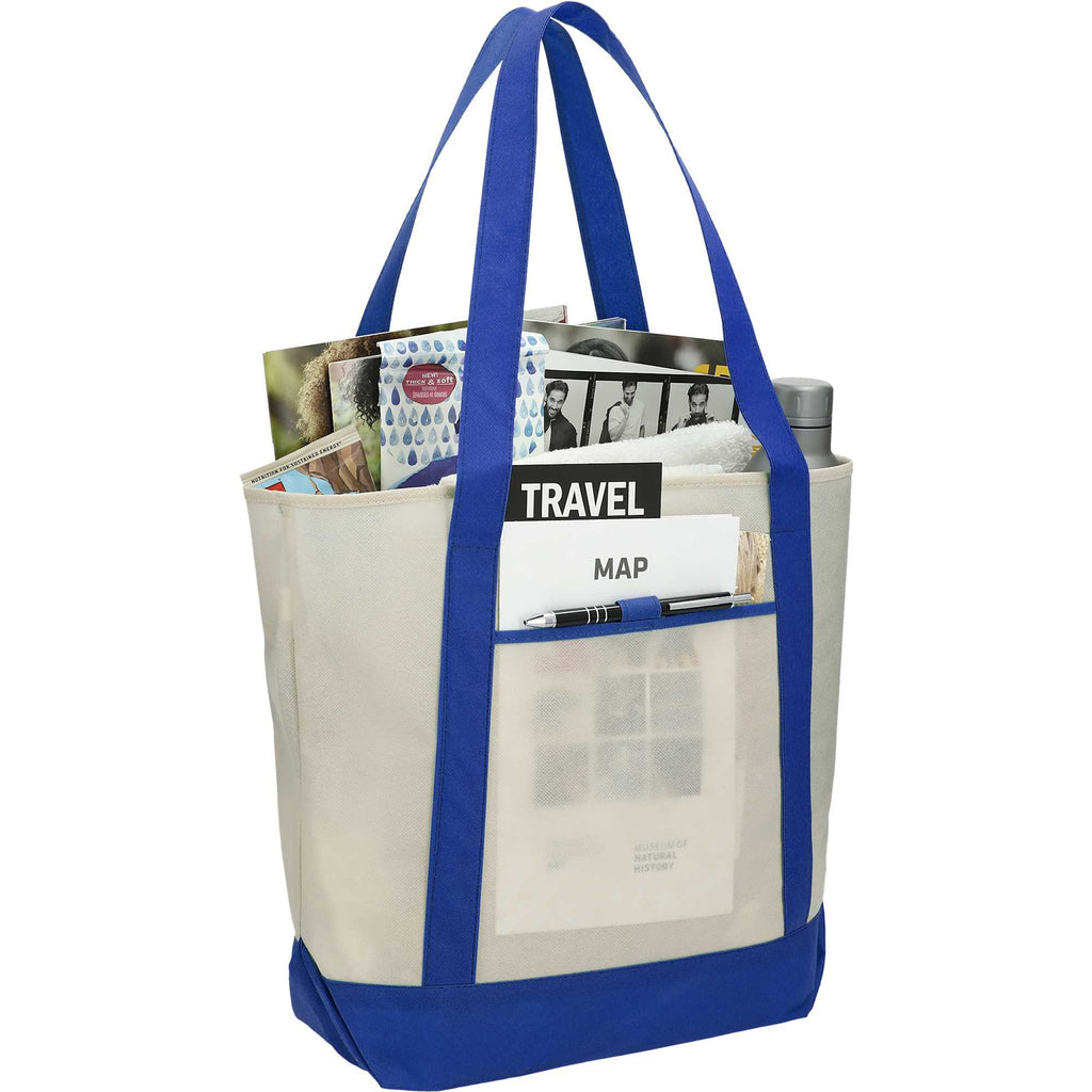 Lighthouse Tote with Front Pocket and Pen Loop Full Color - Royal Blue - Right Angle 2