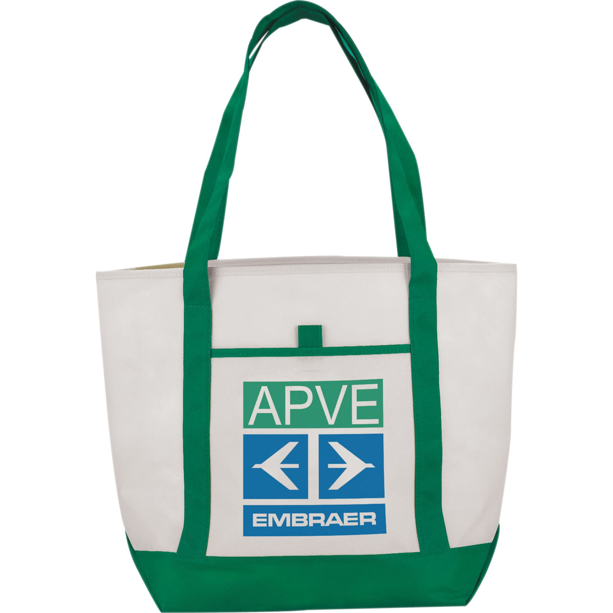 Lighthouse Tote with Front Pocket and Pen Loop - Green - Front