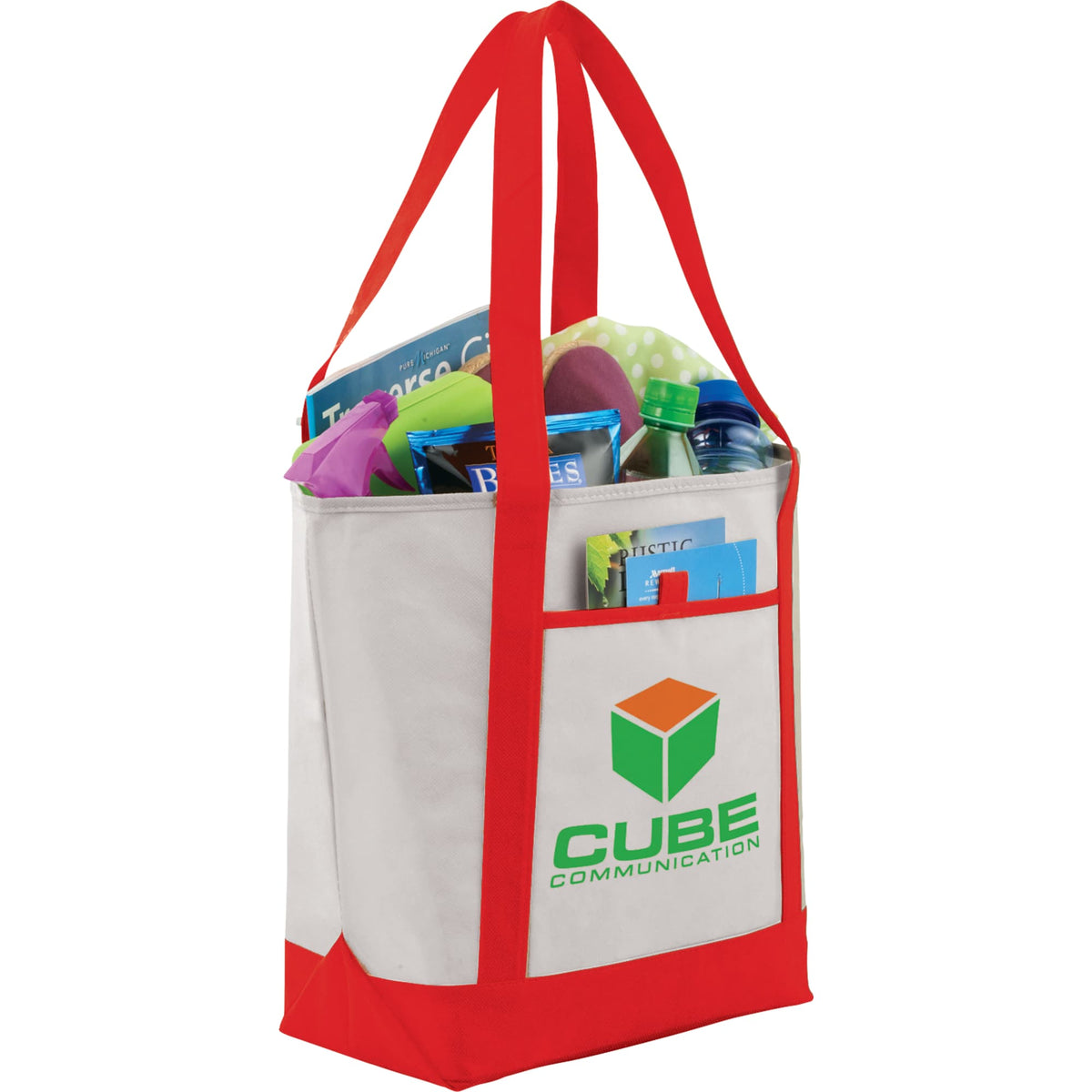 Lighthouse Tote with Front Pocket and Pen Loop - RED - Photo 2