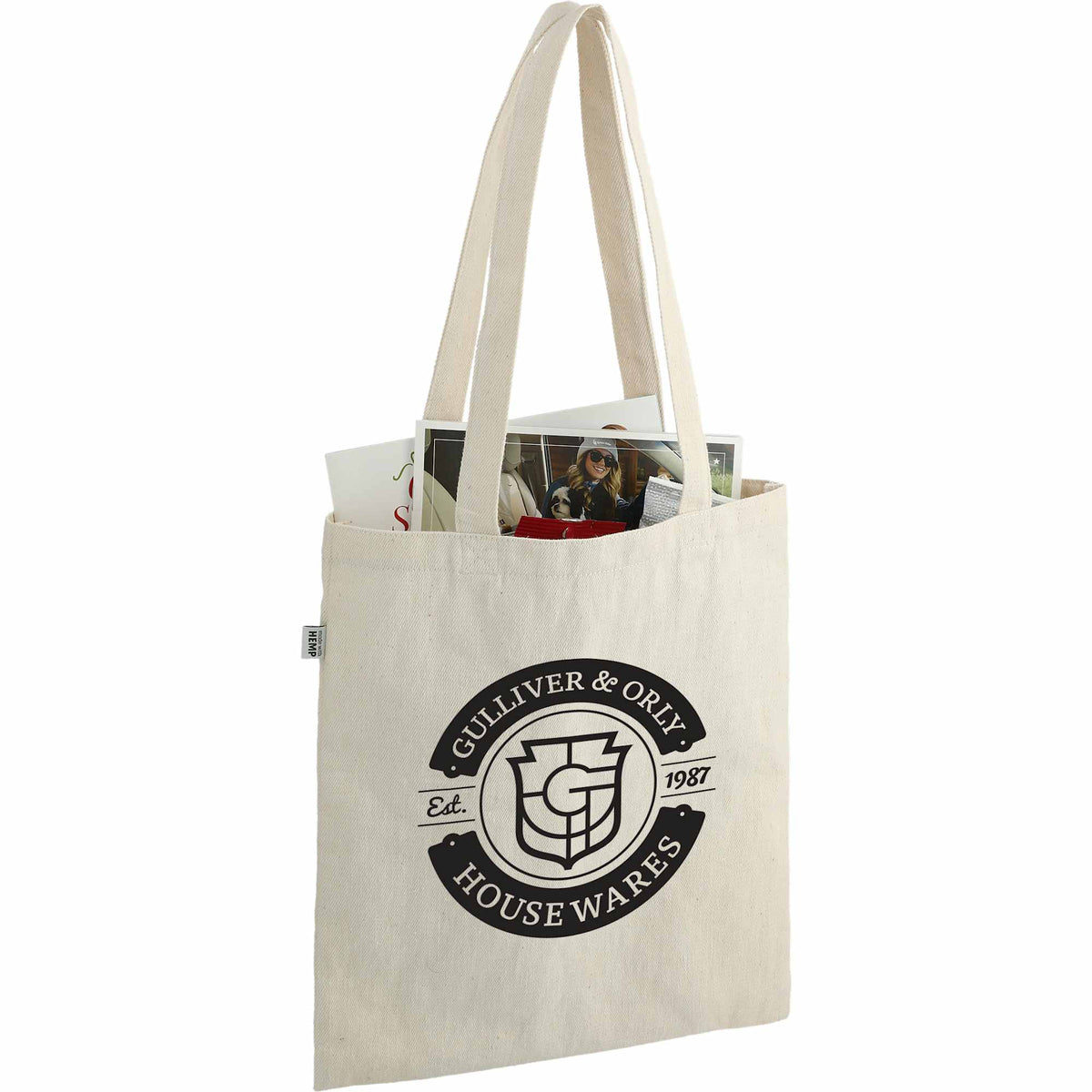 Lightweight Hemp Cotton Tote, 11 oz - Natural - Right Angle 2