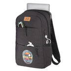 Linden Laptop Backpack with USB Port, 15 Inch Embroidery - Charcoal - Front
