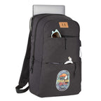 Linden Laptop Backpack with USB Port, 15 Inch Embroidery - Charcoal - Right Angle