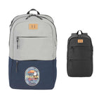 Linden Laptop Backpack with USB Port, 15 Inch Embroidery - Navy/Gray - Front Group