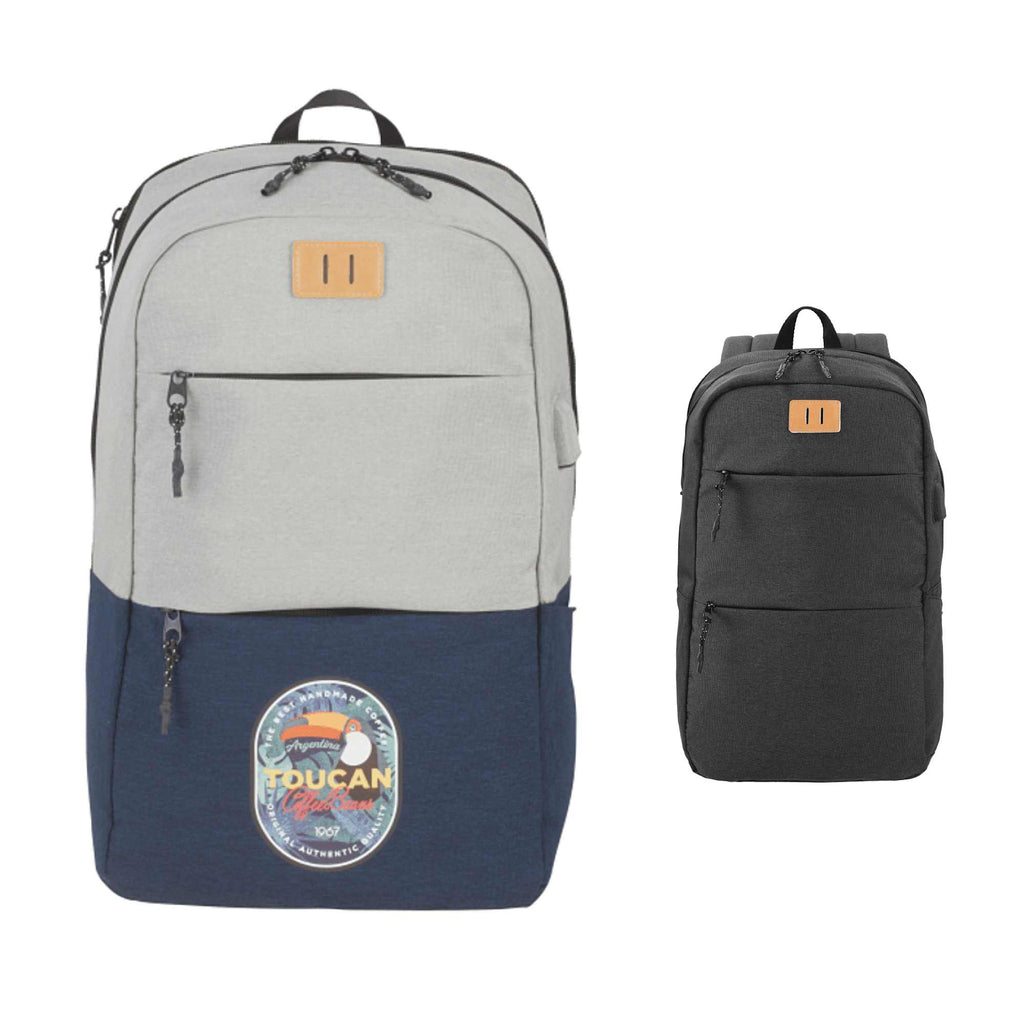 Linden Laptop Backpack with USB Port, 15 Inch Transfer - Navy/Gray - Front Group