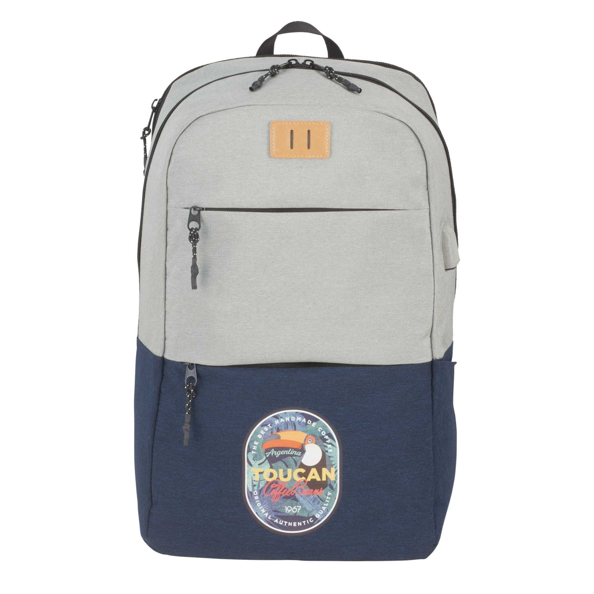Linden Laptop Backpack with USB Port, 15 Inch Transfer - Navy/Gray - Front