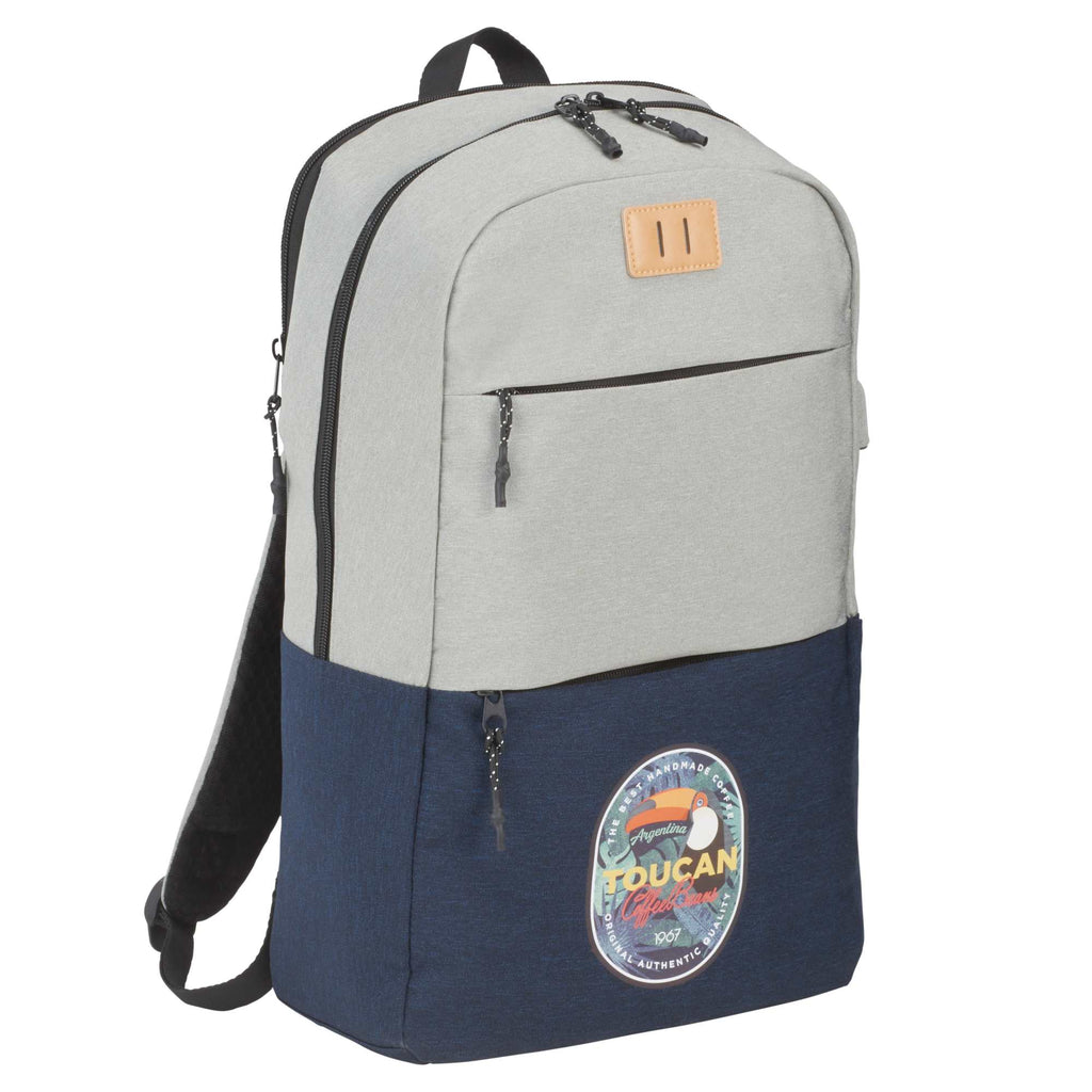 Linden Laptop Backpack with USB Port, 15 Inch Transfer - Navy/Gray - Photo
