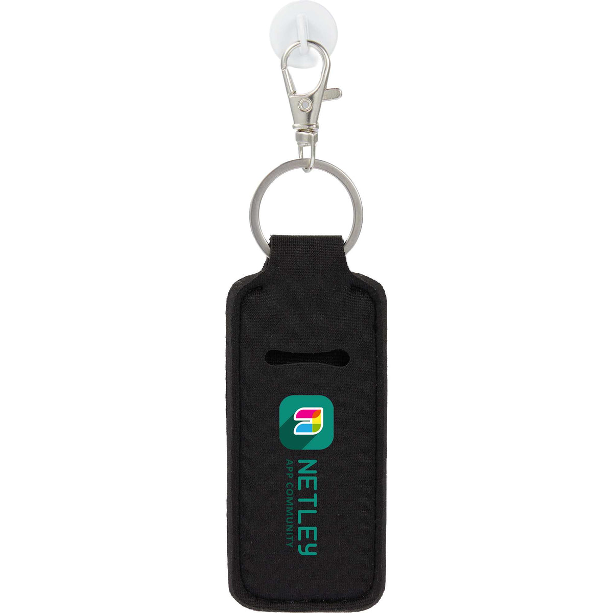 Lip Balm Holder Bottle Charm in Neoprene - Black - Front