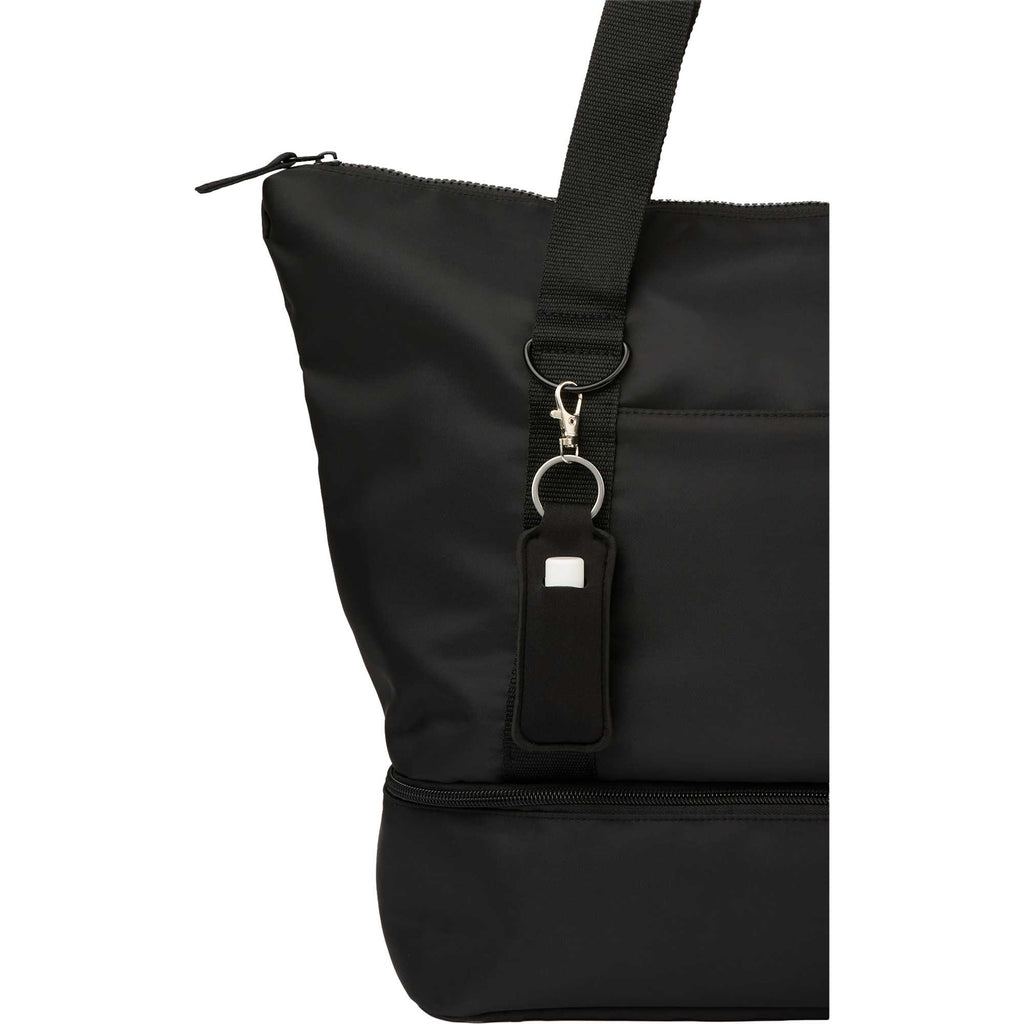 Lip Balm Holder Bottle Charm in Neoprene - Black - Propped On Model Bag
