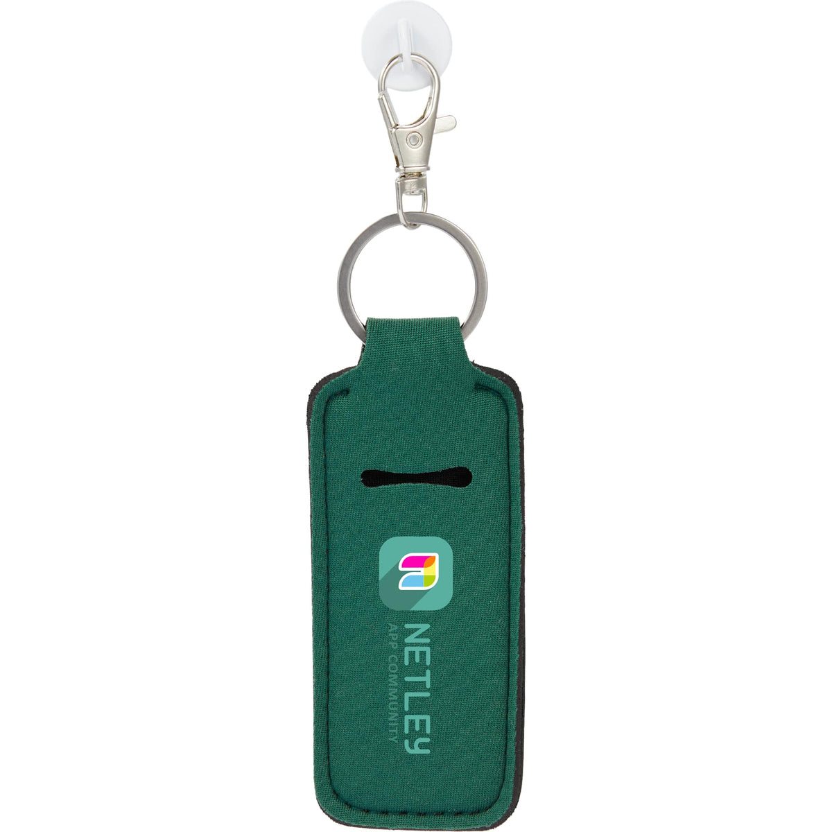 Lip Balm Holder Bottle Charm in Neoprene - Dark Green - Front