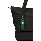 Lip Balm Holder Bottle Charm in Neoprene - Dark Green - Propped On Model Bag